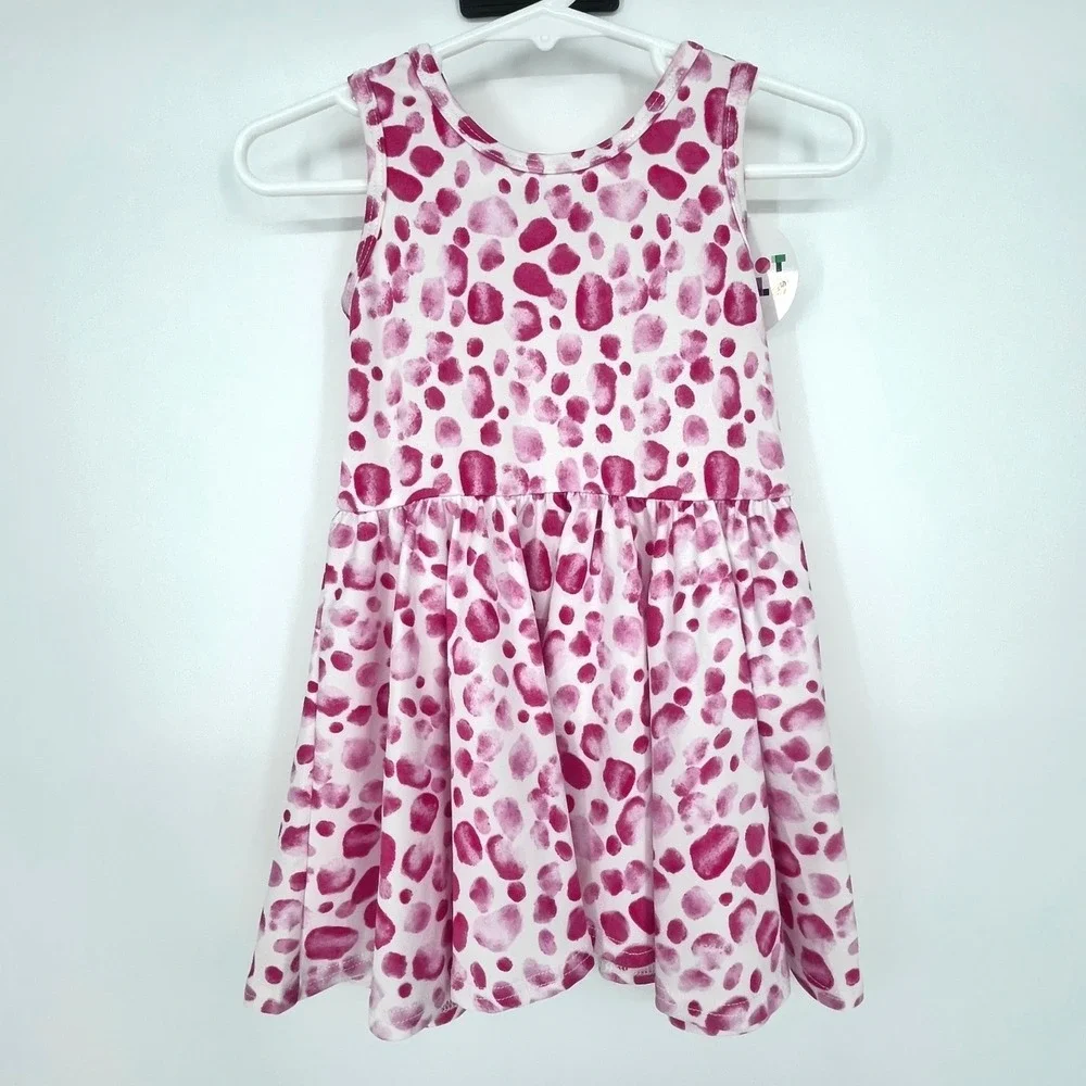 Dot Dot Smile Polka Dot Dress Girl 12-24M Pink Watercolor Spotted Stretch Summer